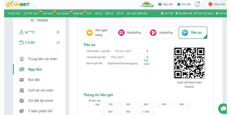 nạp tiền onbet